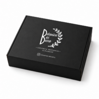 CAJA CARTÓN NEGRO CON LOGO MEDIDA 35x25x10 💳 3 cuotas de $26.500 sin interés