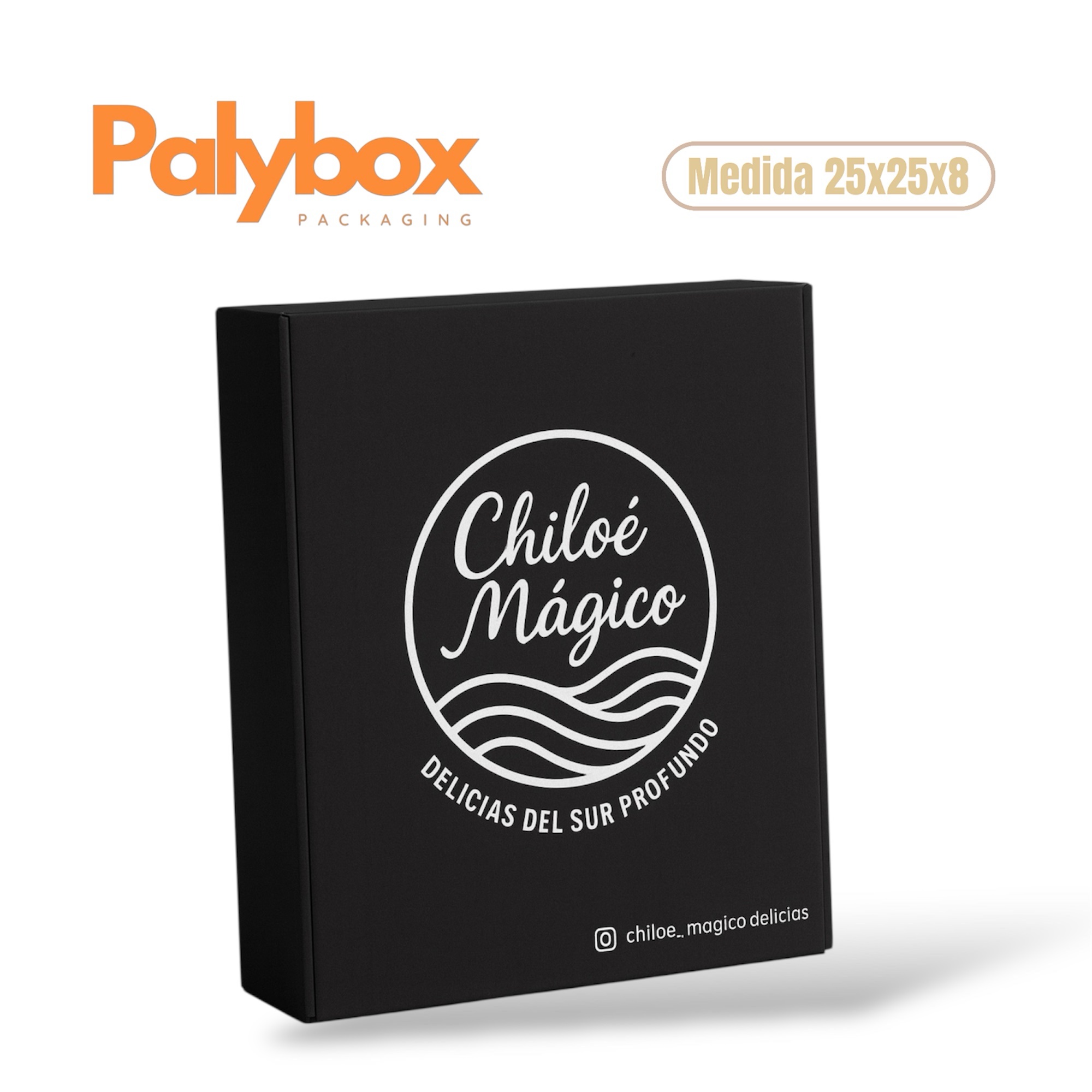 CAJA CARTÓN NEGRO CON LOGO MEDIDA 25x25x8