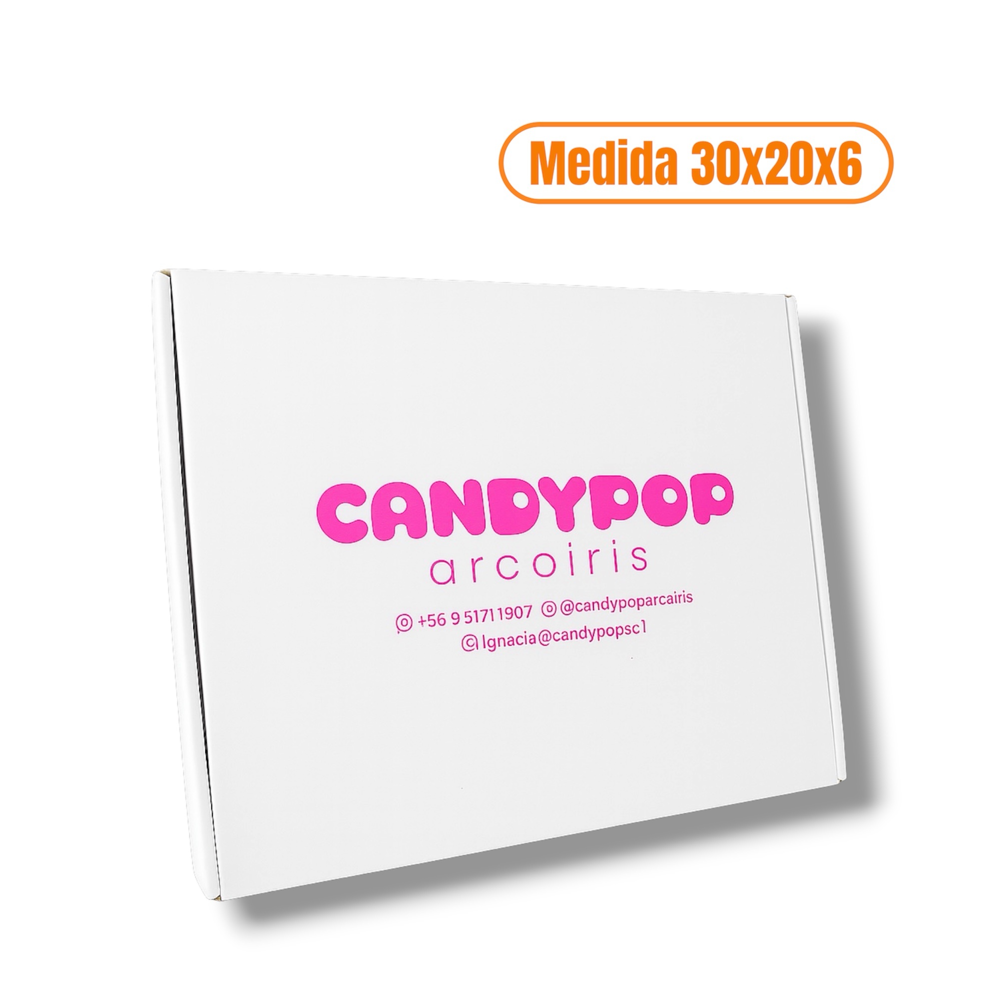 CAJA CARTÓN BLANCO CON LOGO MEDIDA 30x20x6 💳 3 cuotas de $21.500 sin interés con TC