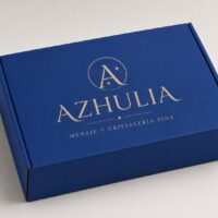 CAJA CARTÓN  AZUL CON LOGO 30x20x10 💳 3 cuotas de $23.167 sin interés